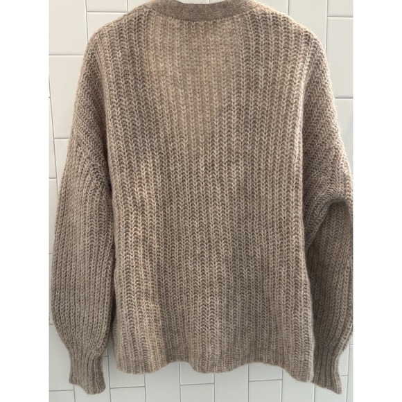 La Maille Sezane cardigan, Tan, V Neck Button Down, size XS, Preppy Grandpa EUC - Picture 2 of 9